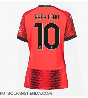 AC Milan Rafael Leao #10 Primera Equipación Mujer 2023-24 Manga Corta